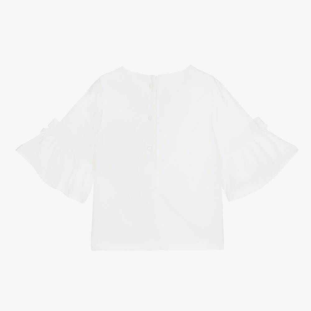 Hucklebones London-White Viscose Blend Blouse | Childrensalon Outlet