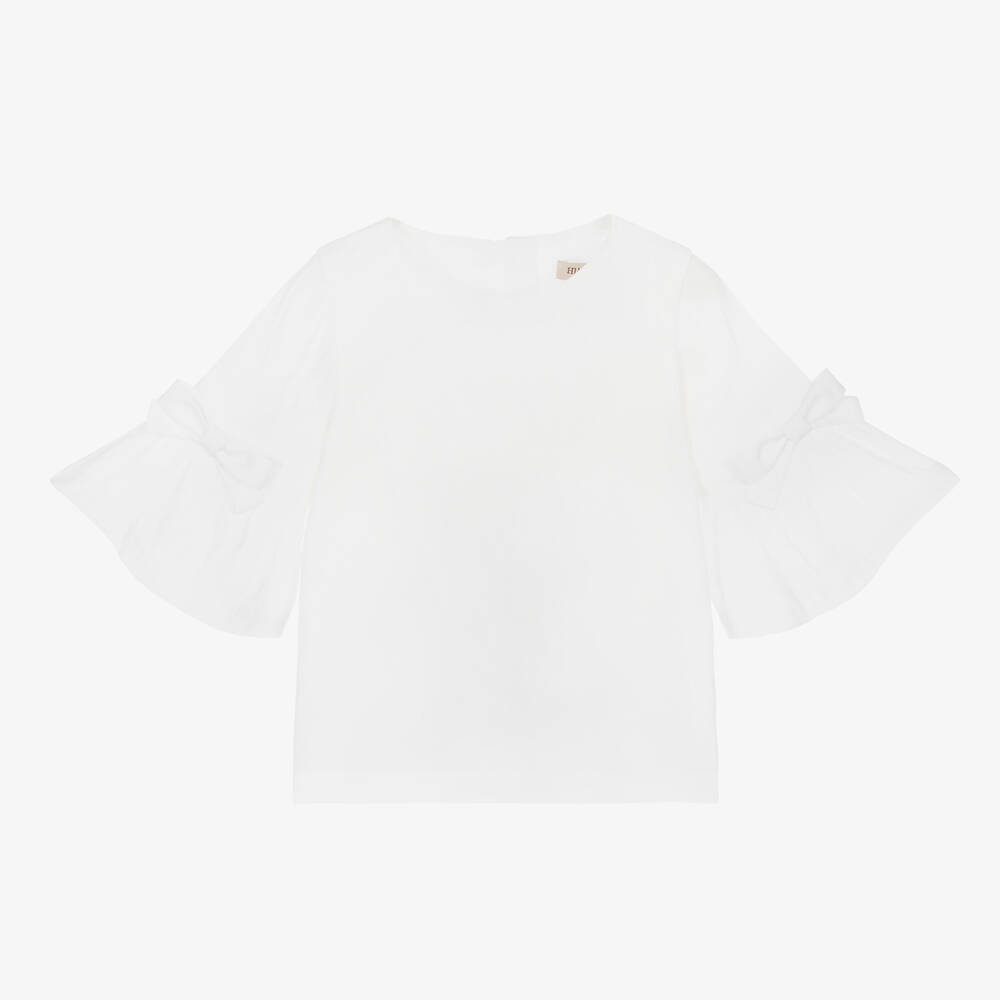 Hucklebones London-White Viscose Blend Blouse | Childrensalon Outlet