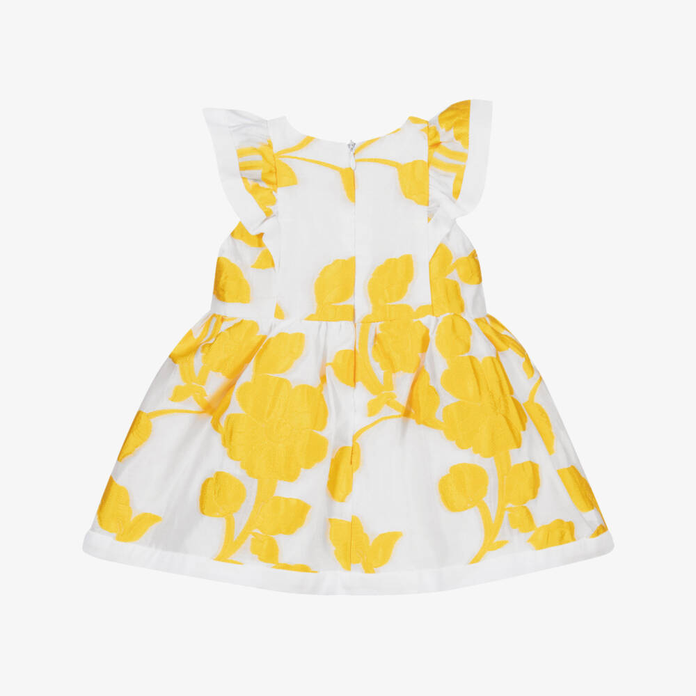 Hucklebones London-فستان و سروال أورغانزا لون أبيض و اصفر | Childrensalon Outlet