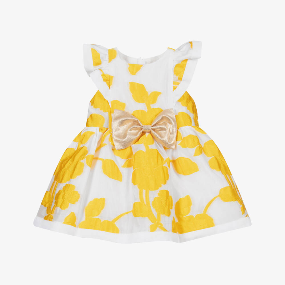 Hucklebones London-فستان و سروال أورغانزا لون أبيض و اصفر | Childrensalon Outlet