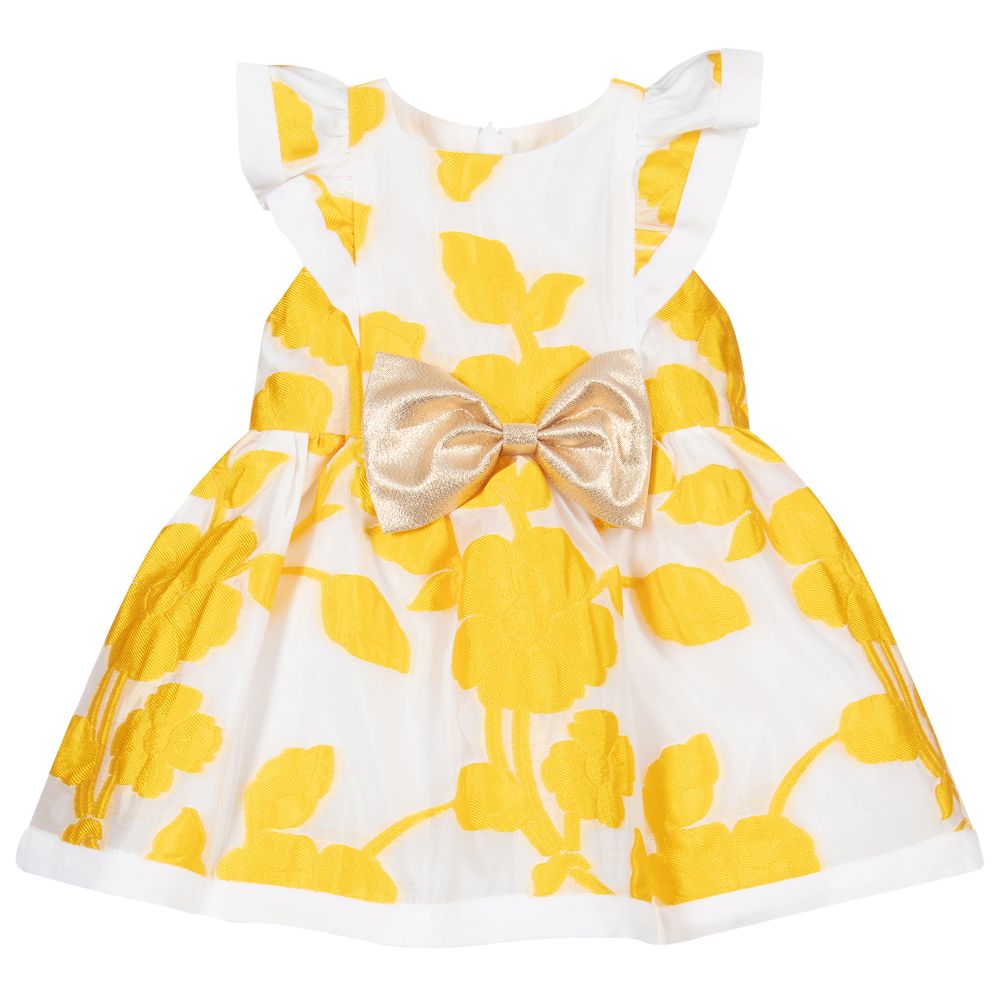 Hucklebones London - Платье и трусики белого и желтого цвета для малышей | Childrensalon