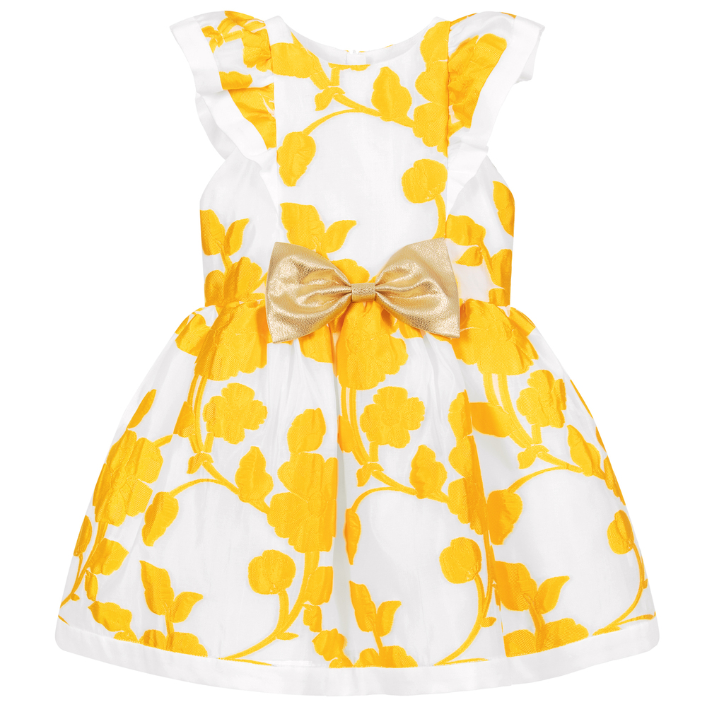 Hucklebones London - Geblümtes Kleid in Weiß und Gelb | Childrensalon