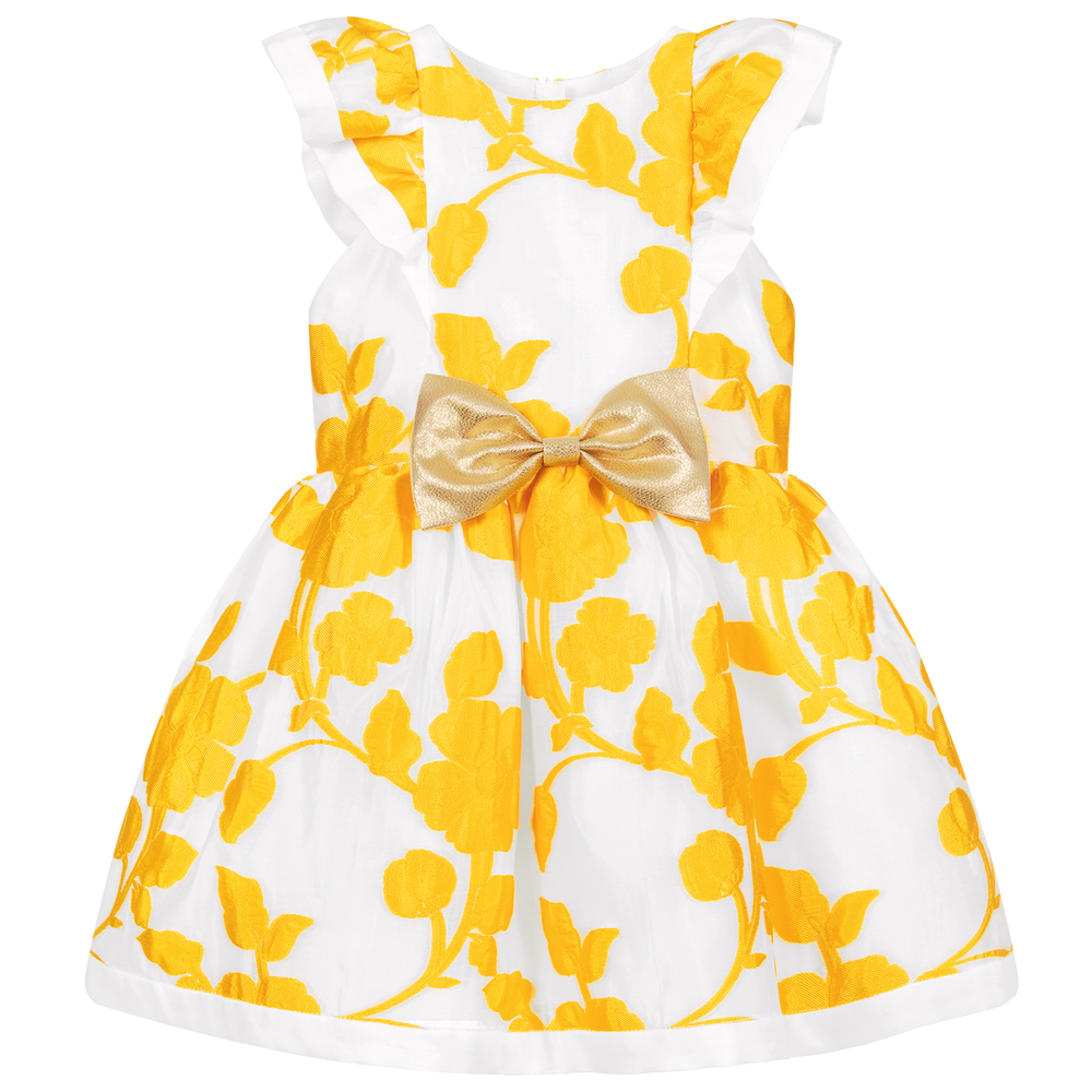 Hucklebones London-فستان أورغانزا لون أبيض و أصفر | Childrensalon Outlet
