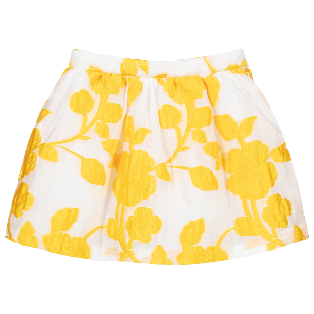 Hucklebones London - Jupe fleurie blanche et jaune | Childrensalon