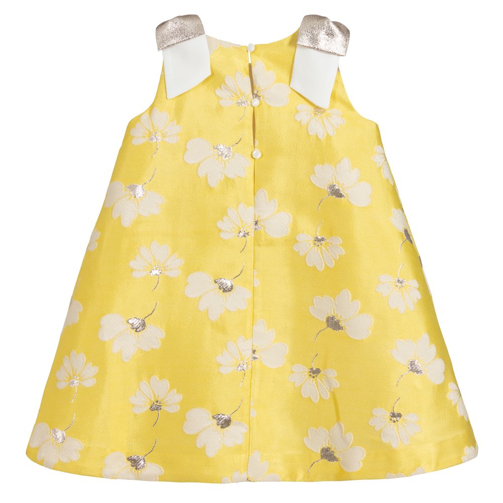 Hucklebones London-Yellow Floral Brocade Dress  | Childrensalon Outlet
