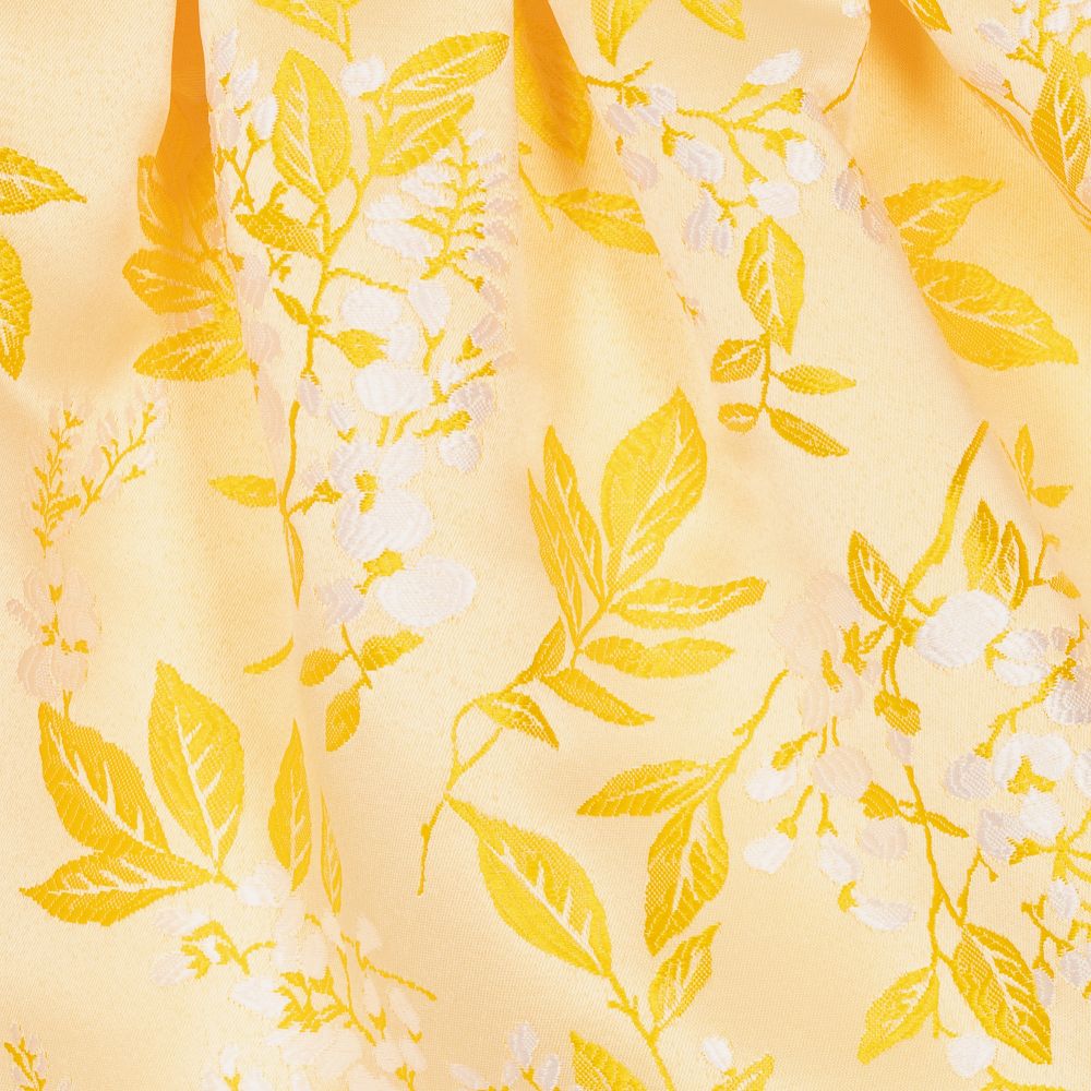 Hucklebones London-فستان جاكارد لون أصفر بطبعة ورود | Childrensalon Outlet
