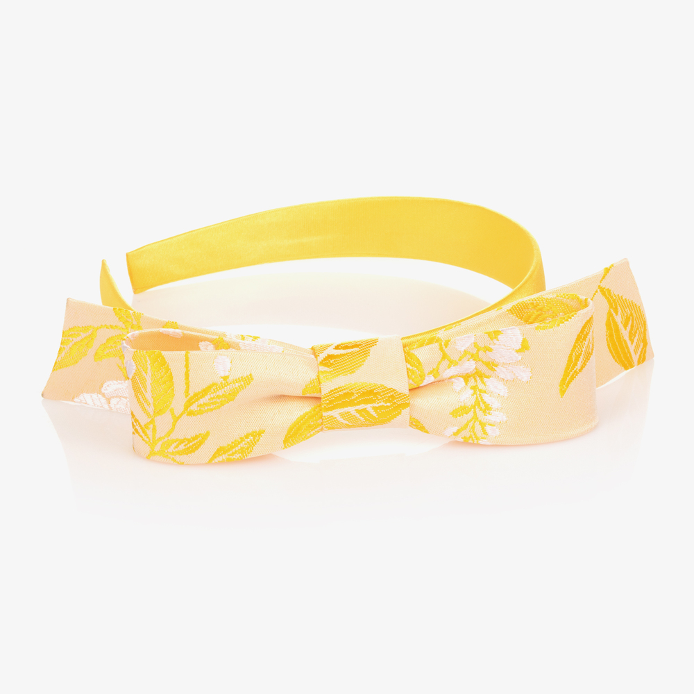 Hucklebones London-Желтый ободок с жаккардовым бантом | Childrensalon Outlet