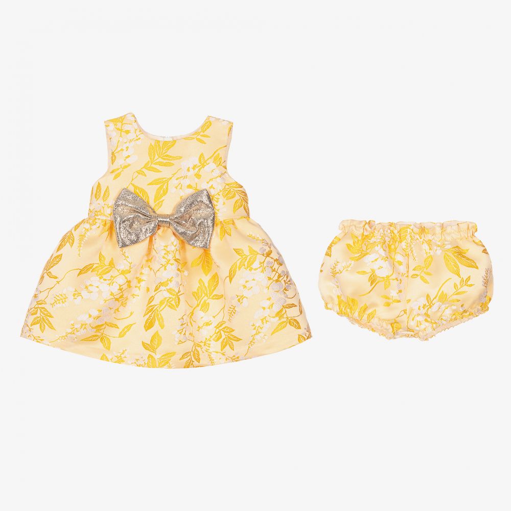Hucklebones London-Yellow Jacquard Dress Set | Childrensalon Outlet