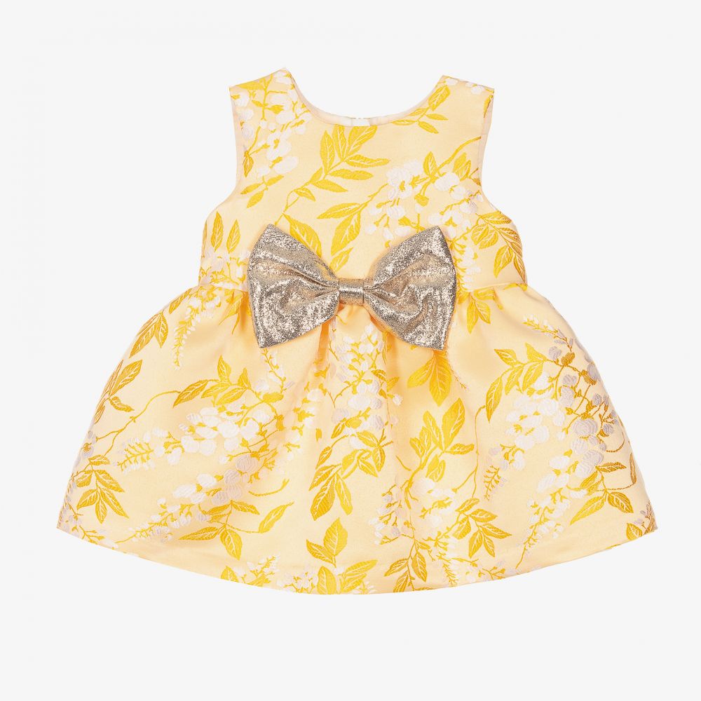 Hucklebones London - طقم فستان جاكارد لون أصفر | Childrensalon