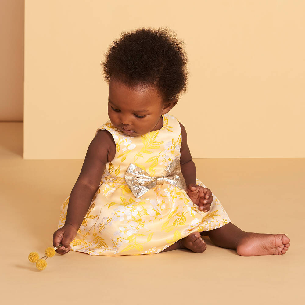 Hucklebones London-Yellow Jacquard Dress Set | Childrensalon Outlet