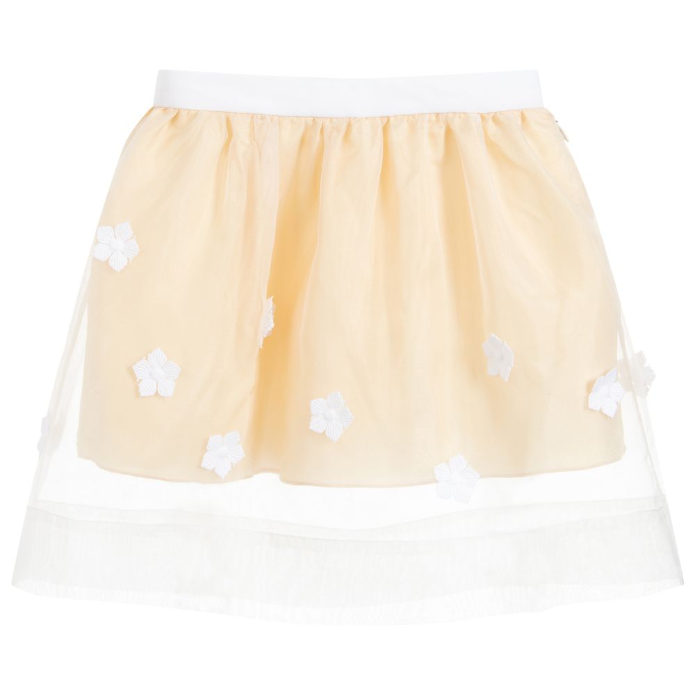 Hucklebones London-تنورة أورغانزا لون أصفر و أبيض | Childrensalon Outlet