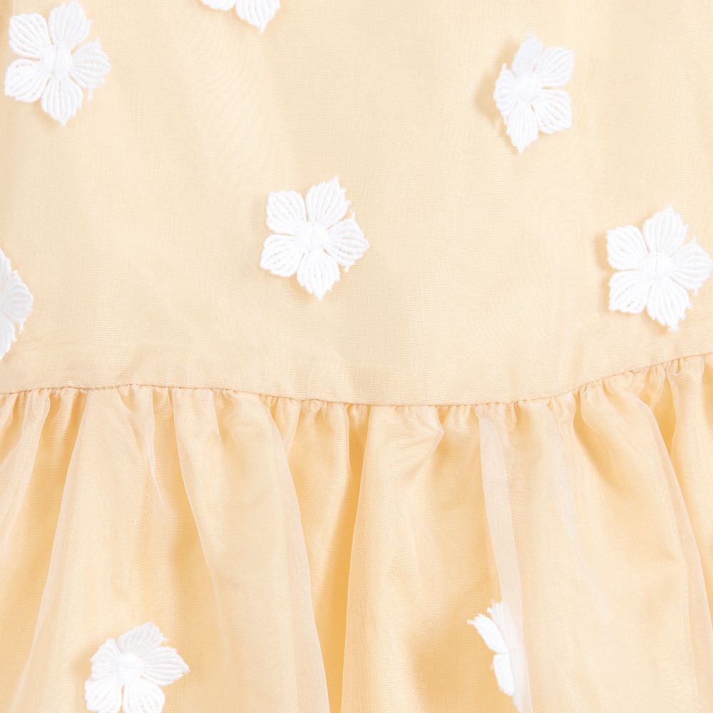 Hucklebones London-Yellow & White Organza Dress | Childrensalon Outlet