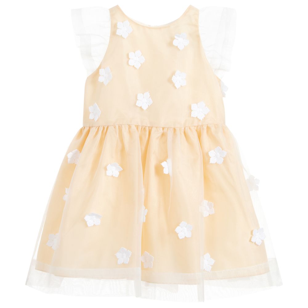 Hucklebones London-Yellow & White Organza Dress | Childrensalon Outlet