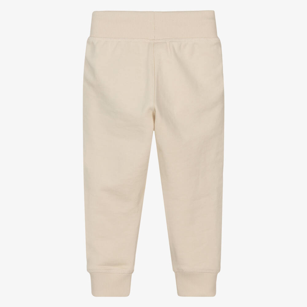 HUGO-Boys Beige Cotton Logo Joggers | Childrensalon Outlet