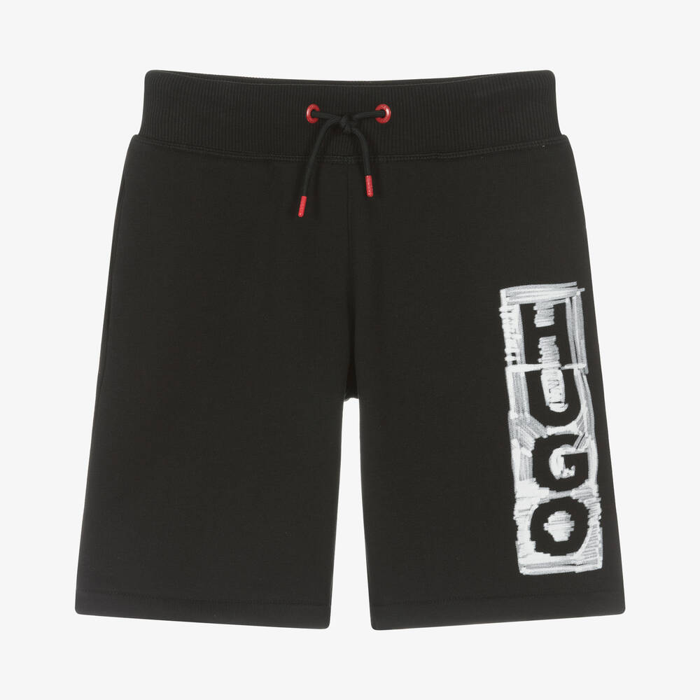 HUGO - Boys Black Cotton Jersey Shorts | Childrensalon