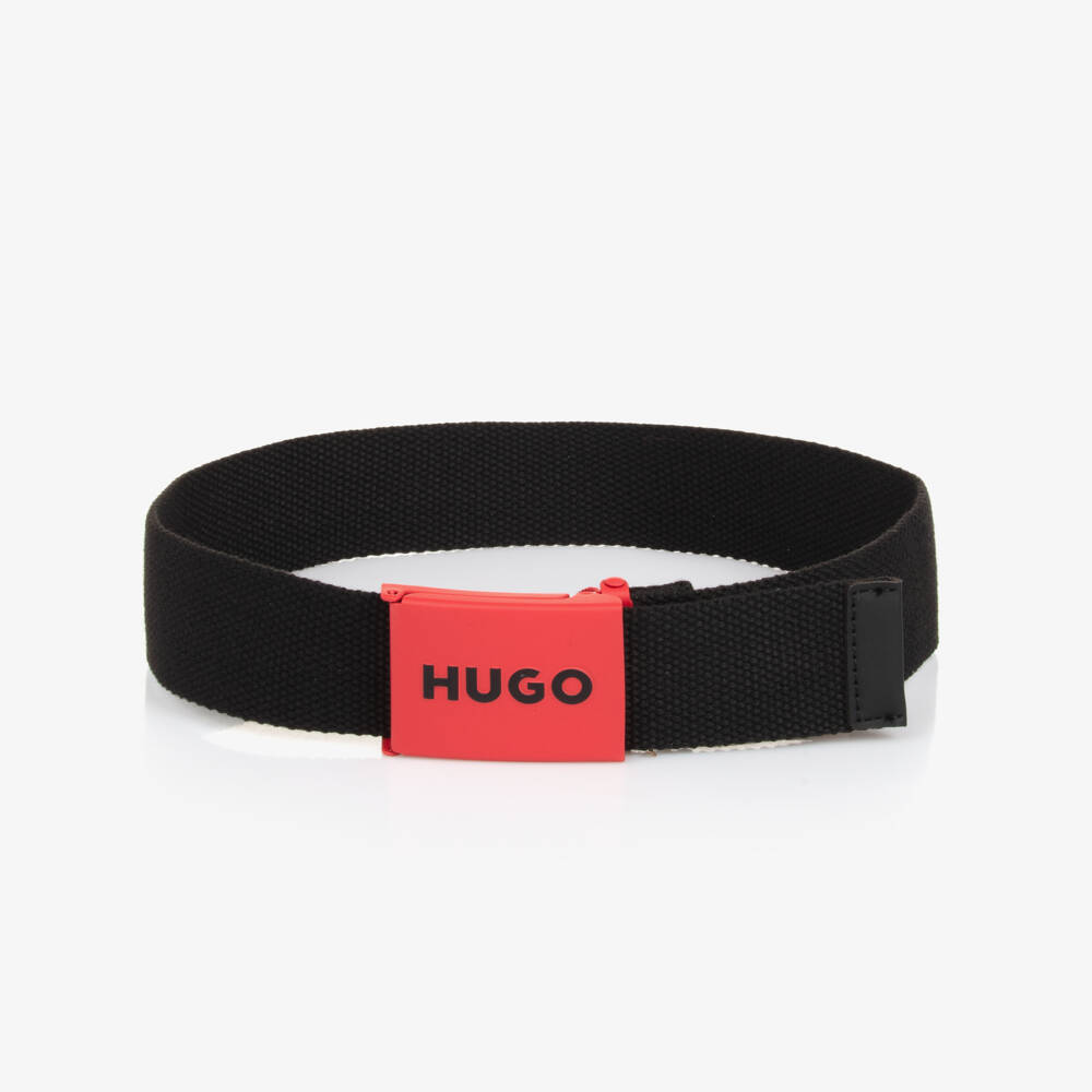 HUGO-Boys Black Woven Belt | Childrensalon Outlet