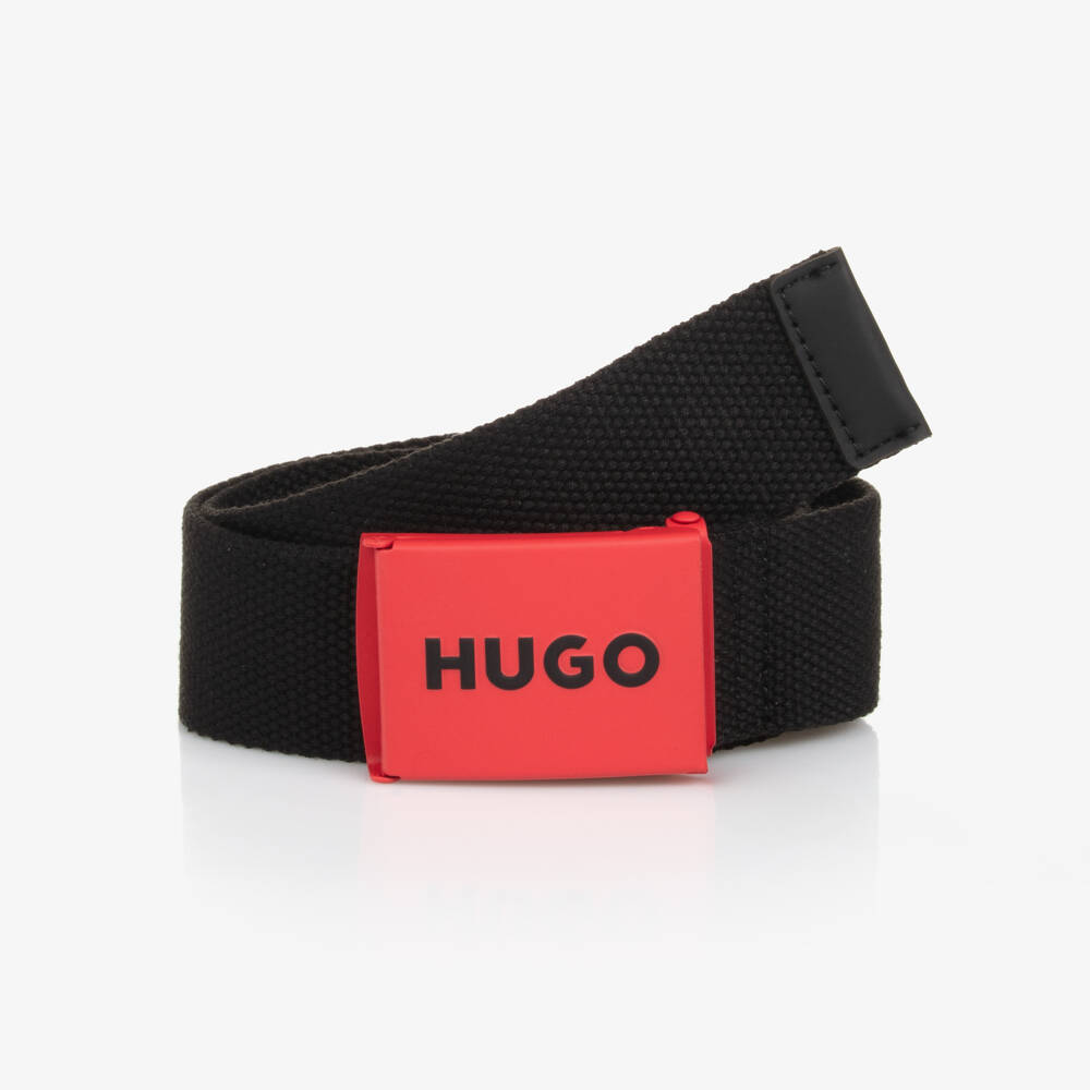 HUGO-Boys Black Woven Belt | Childrensalon Outlet