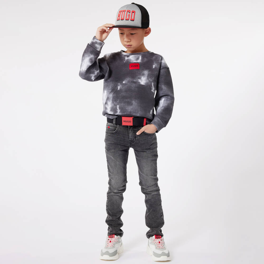 HUGO-Boys Black Woven Belt | Childrensalon Outlet