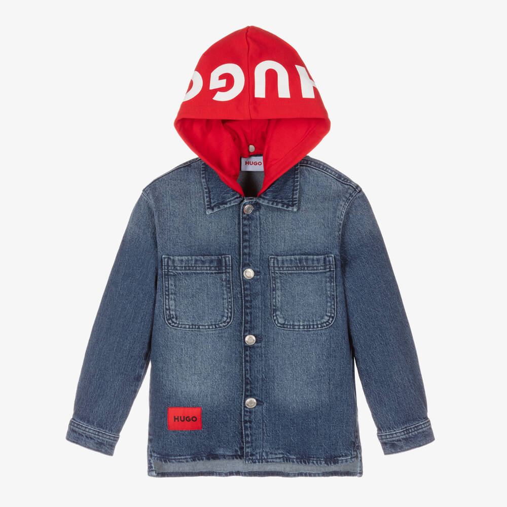 HUGO-Boys Blue Denim Jacket | Childrensalon Outlet