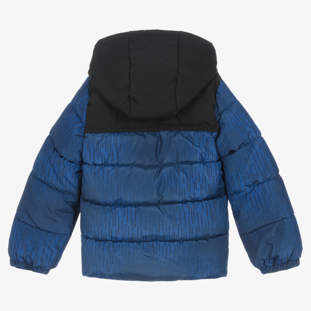 HUGO-Boys Blue Hooded Puffer Jacket | Childrensalon Outlet