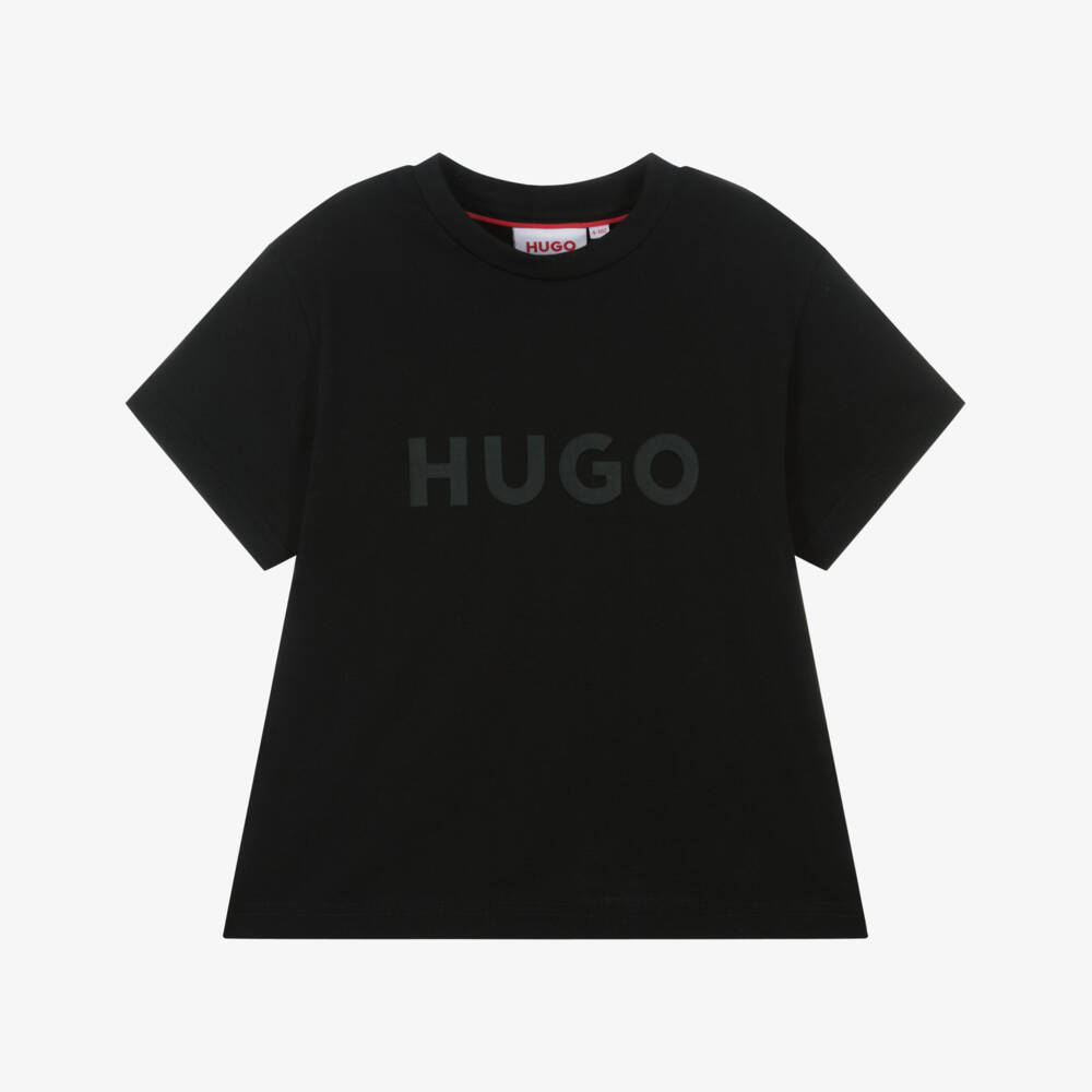 HUGO-تي شيرت قطني عضوي فحمي للأولاد | Childrensalon Outlet