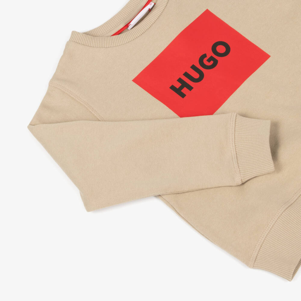 HUGO-Boys Cotton Beige Sweatshirt | Childrensalon Outlet