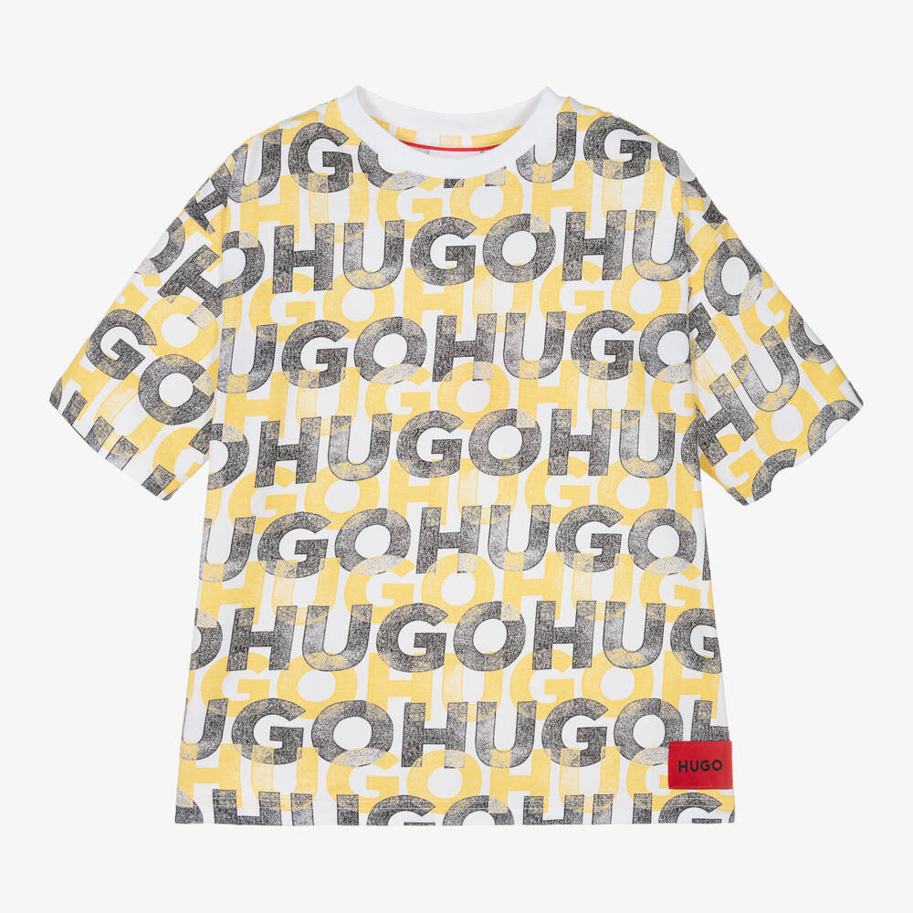 HUGO-Футболка из хлопка с логотипом для мальчиков белая | Childrensalon Outlet