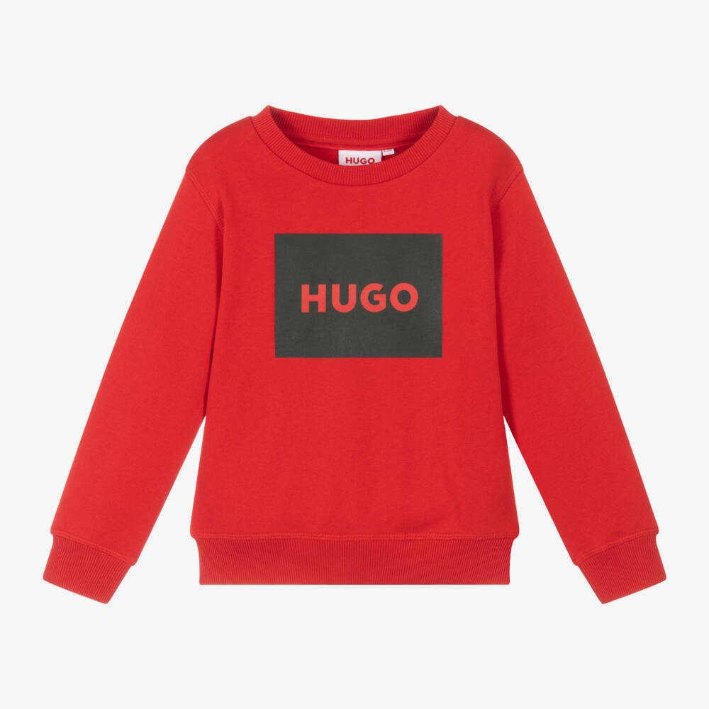 HUGO-Boys Cotton Red Pullover | Childrensalon Outlet