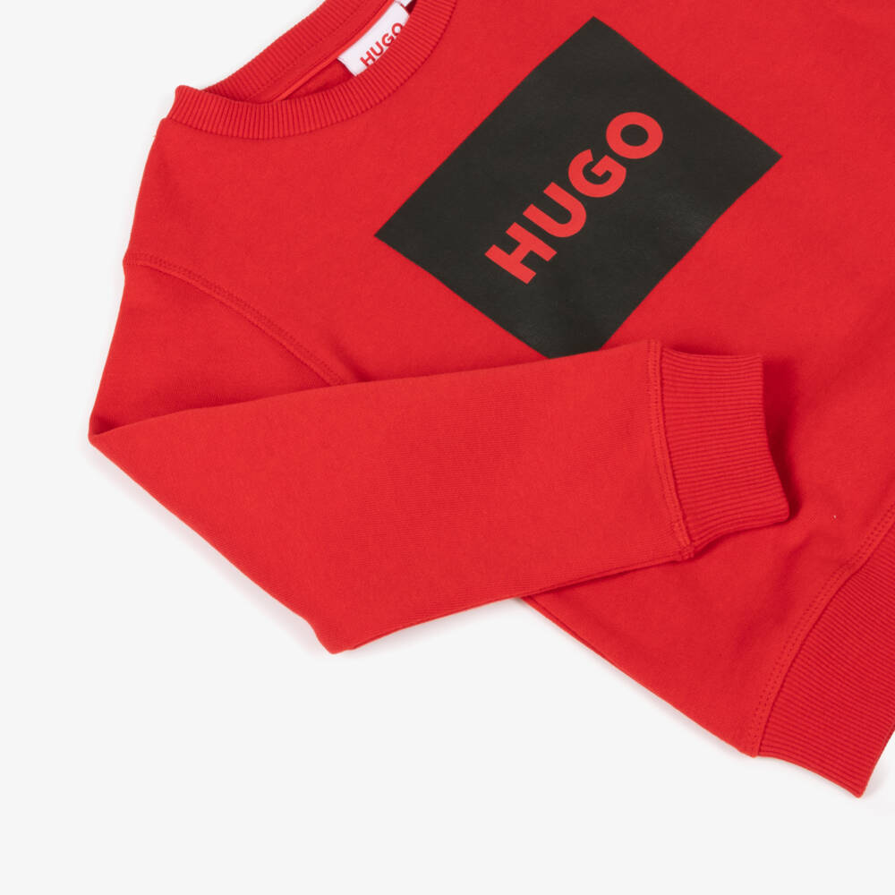 HUGO-Boys Cotton Red Pullover | Childrensalon Outlet