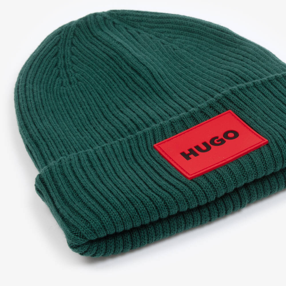 HUGO-Boys Cozy Green Knit Hat | Childrensalon Outlet