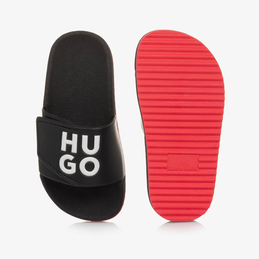 HUGO-Комфортные сандалии с эмблемой для мальчиков в черном цвете | Childrensalon Outlet