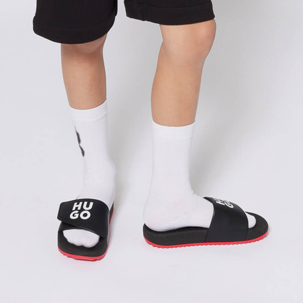 HUGO-Комфортные сандалии с эмблемой для мальчиков в черном цвете | Childrensalon Outlet