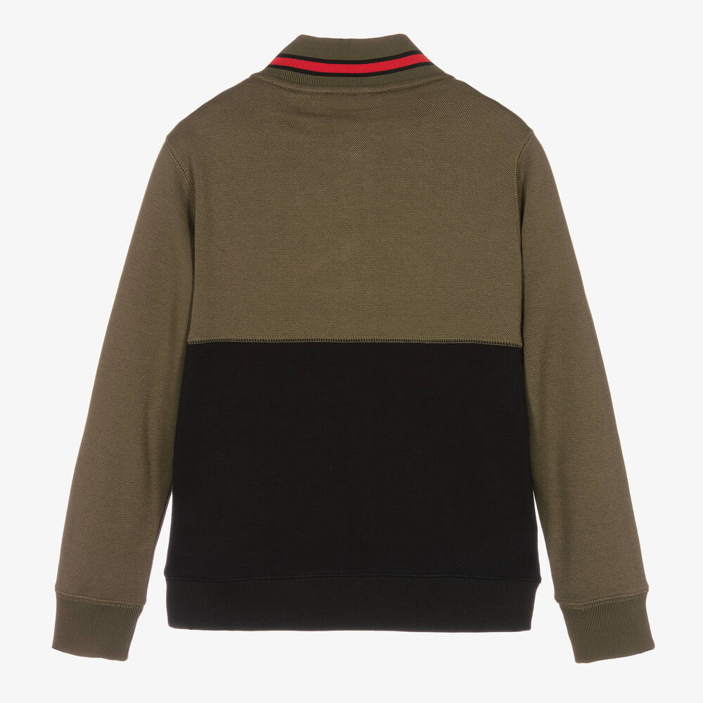 HUGO-Черно-зеленый топ на молнии с логотипной лентой | Childrensalon Outlet