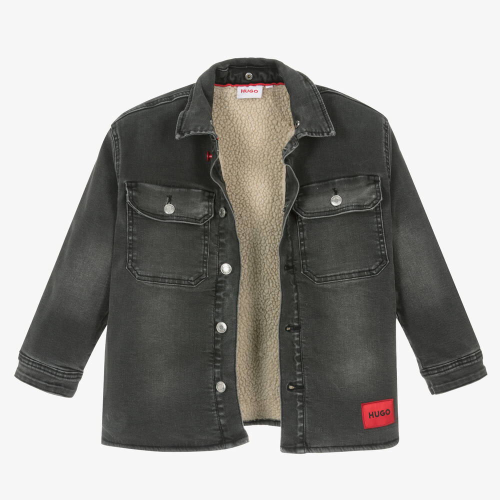 هيوغو-جاكيت قطن دنيم لون رمادي للأولاد | Childrensalon Outlet
