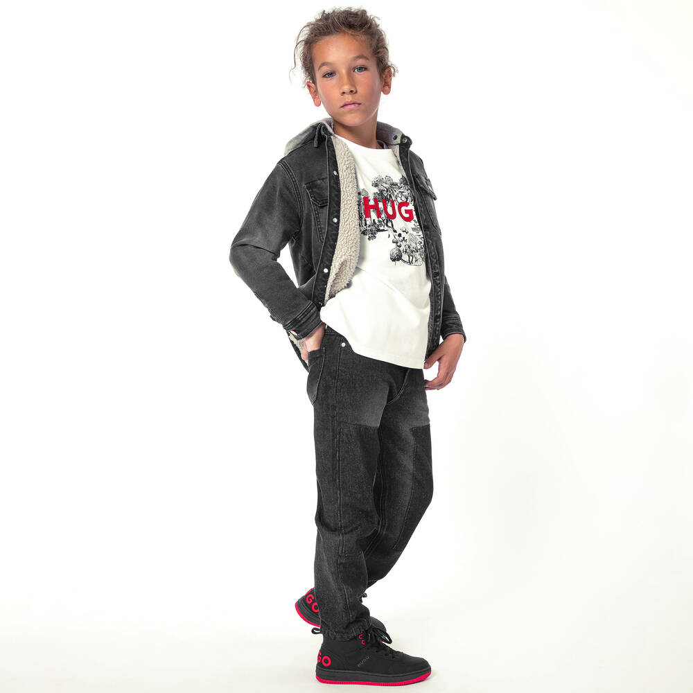 هيوغو-جاكيت قطن دنيم لون رمادي للأولاد | Childrensalon Outlet