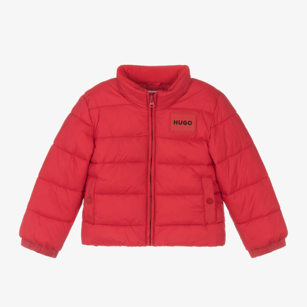 HUGO-Красная куртка-пуховик с капюшоном для мальчиков | Childrensalon Outlet
