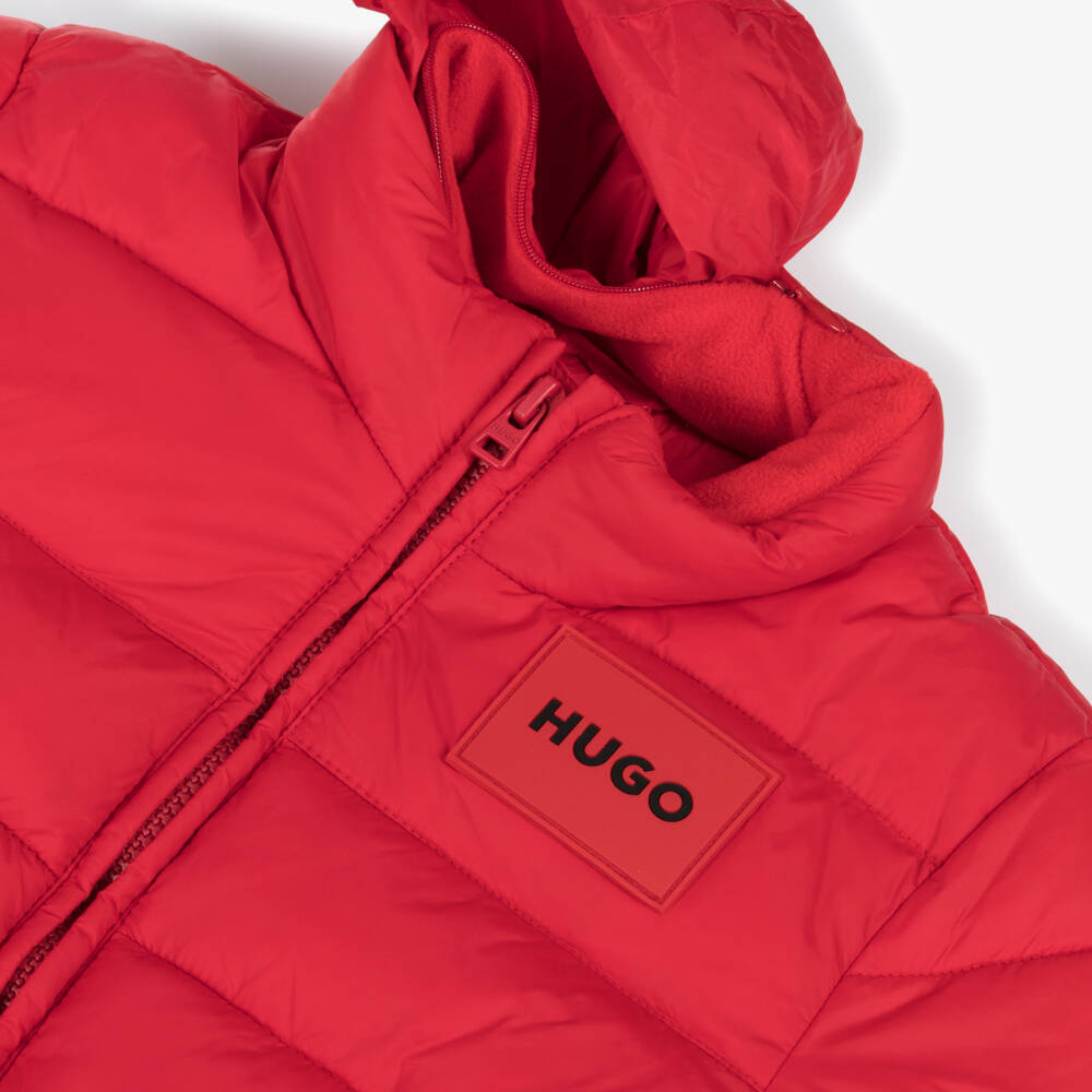 HUGO-Boys Hooded Scarlet Puffer Coat | Childrensalon Outlet