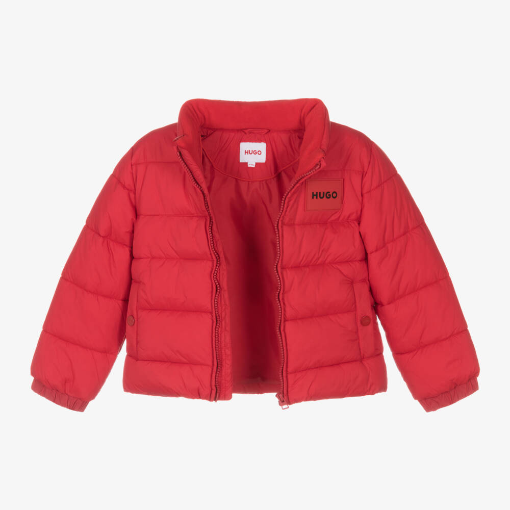 HUGO-Boys Hooded Scarlet Puffer Coat | Childrensalon Outlet