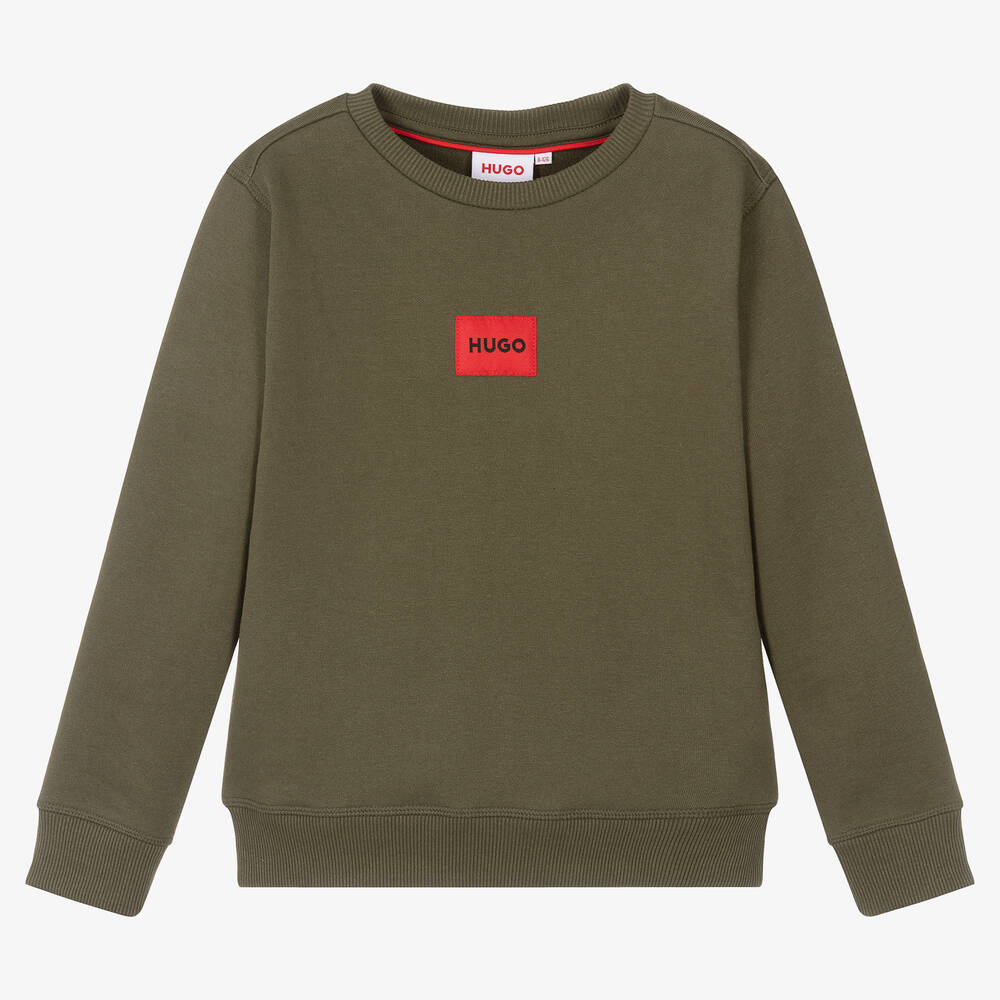 HUGO-Boys Khaki Green Sweatshirt | Childrensalon Outlet