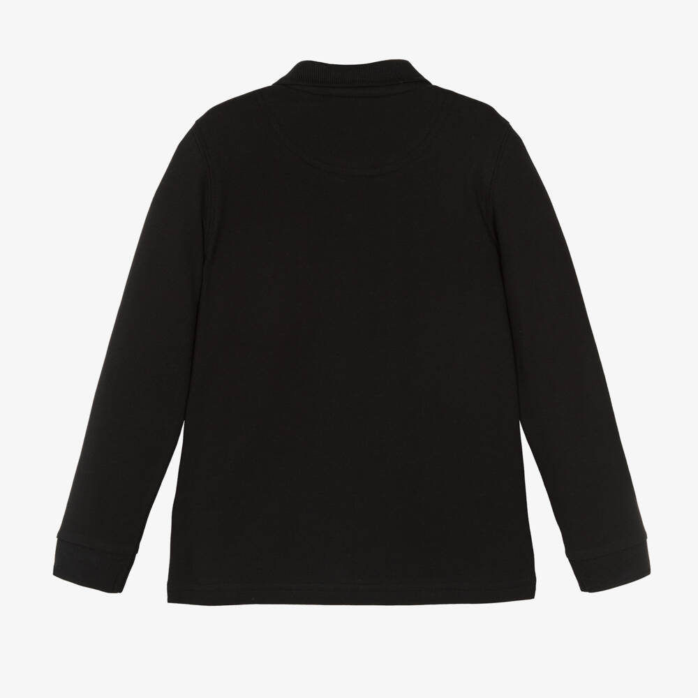 HUGO-Boys Long-Sleeve Black Polo | Childrensalon Outlet