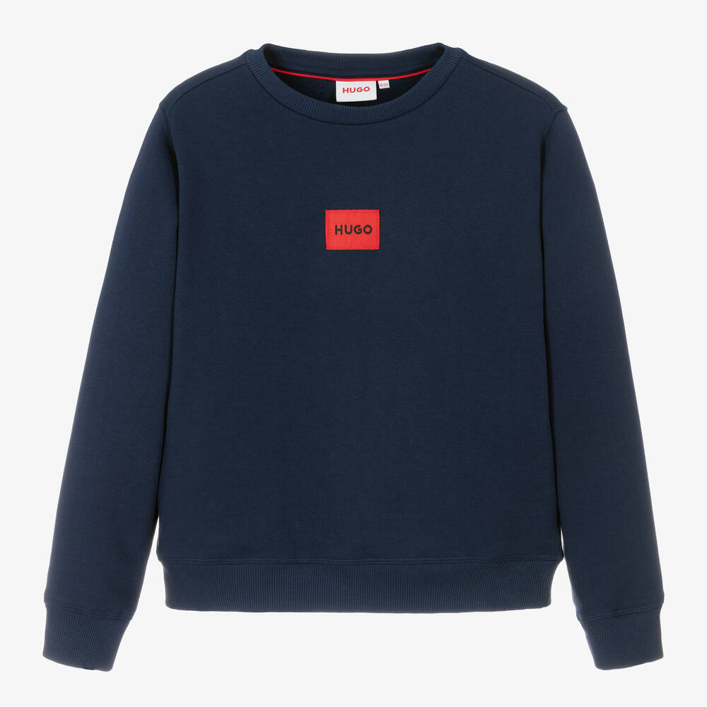 HUGO - Navyblaues Baumwoll-Sweatshirt | Childrensalon