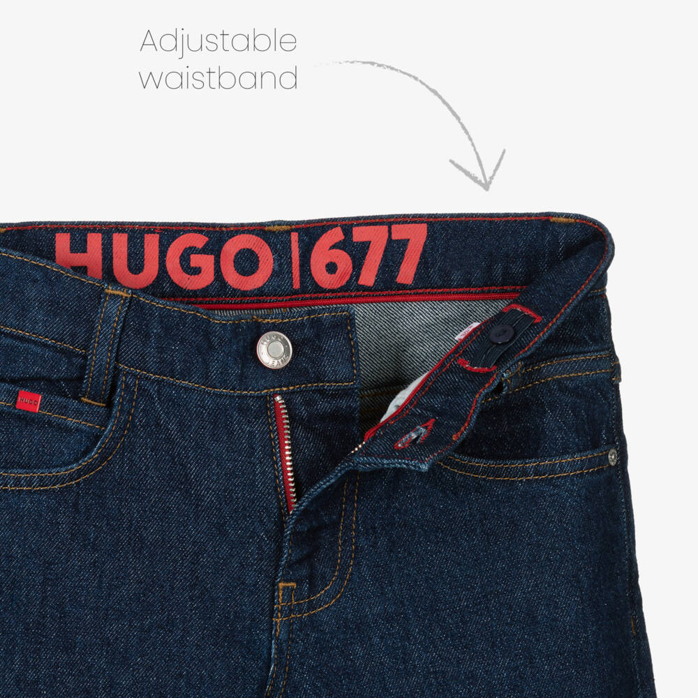 HUGO-Boys Navy Classic Denim Trousers | Childrensalon Outlet
