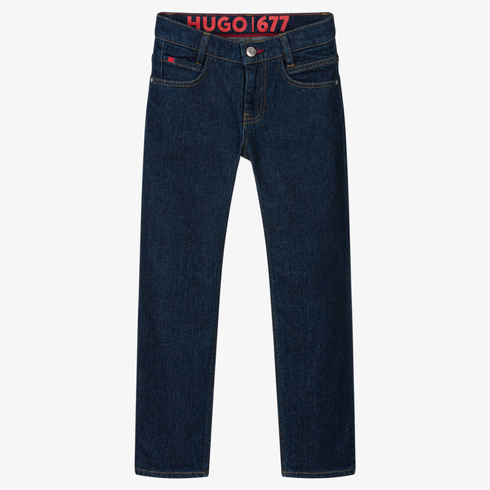 HUGO-Boys Navy Classic Denim Trousers | Childrensalon Outlet