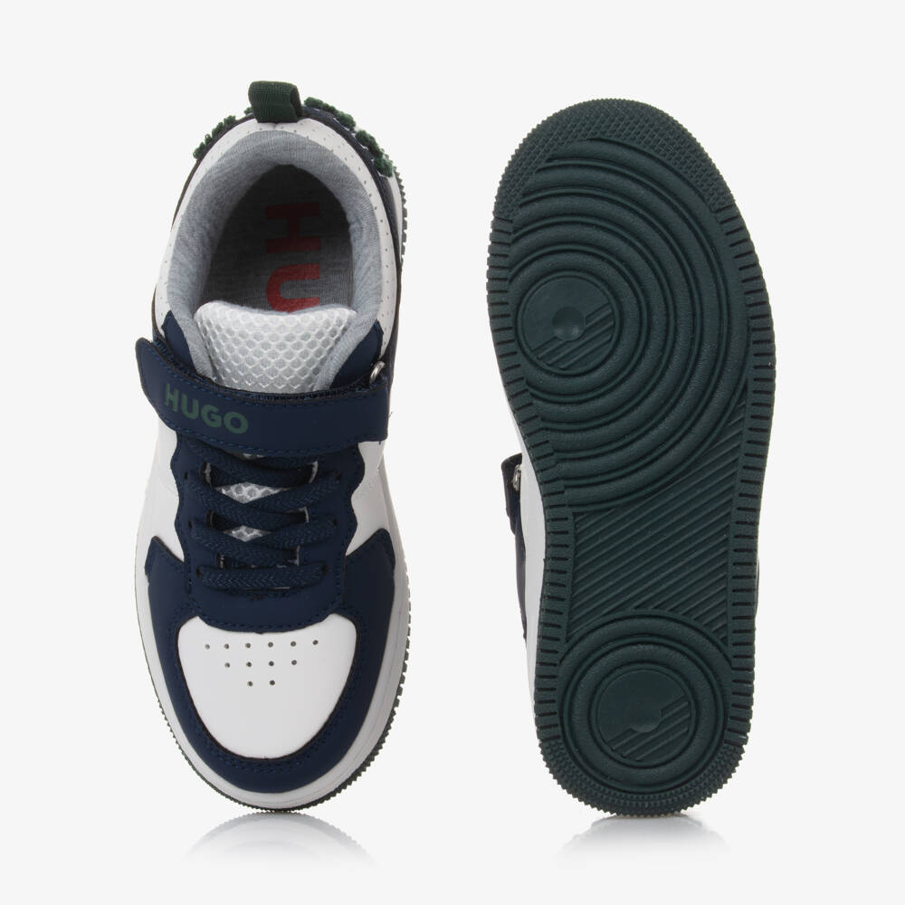هيوغو-حذاء رياضي جلد صناعي لون أزرق للأولاد | Childrensalon Outlet