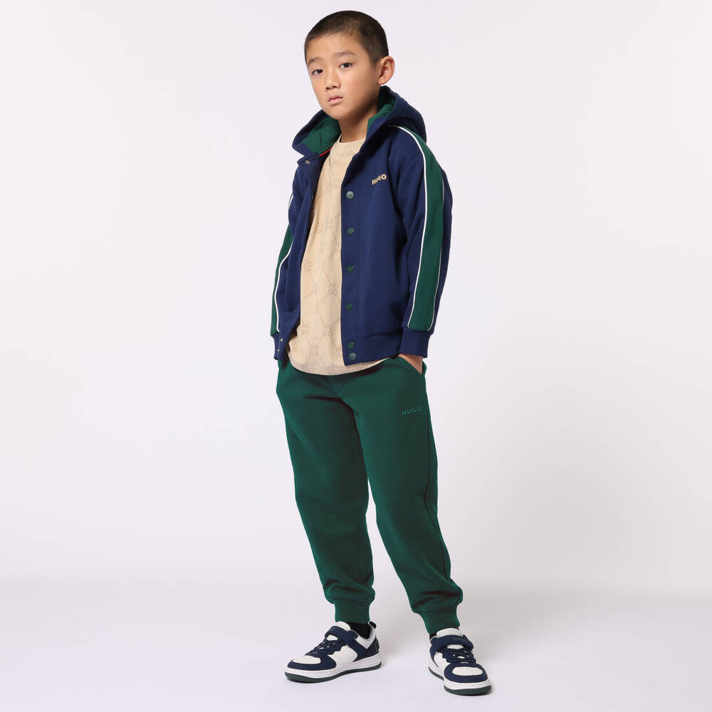 هيوغو-حذاء رياضي جلد صناعي لون أزرق للأولاد | Childrensalon Outlet