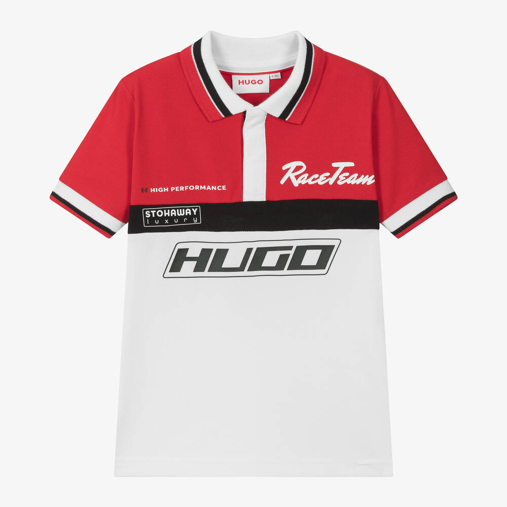 HUGO-Boys Red Racing Polo Shirt | Childrensalon Outlet