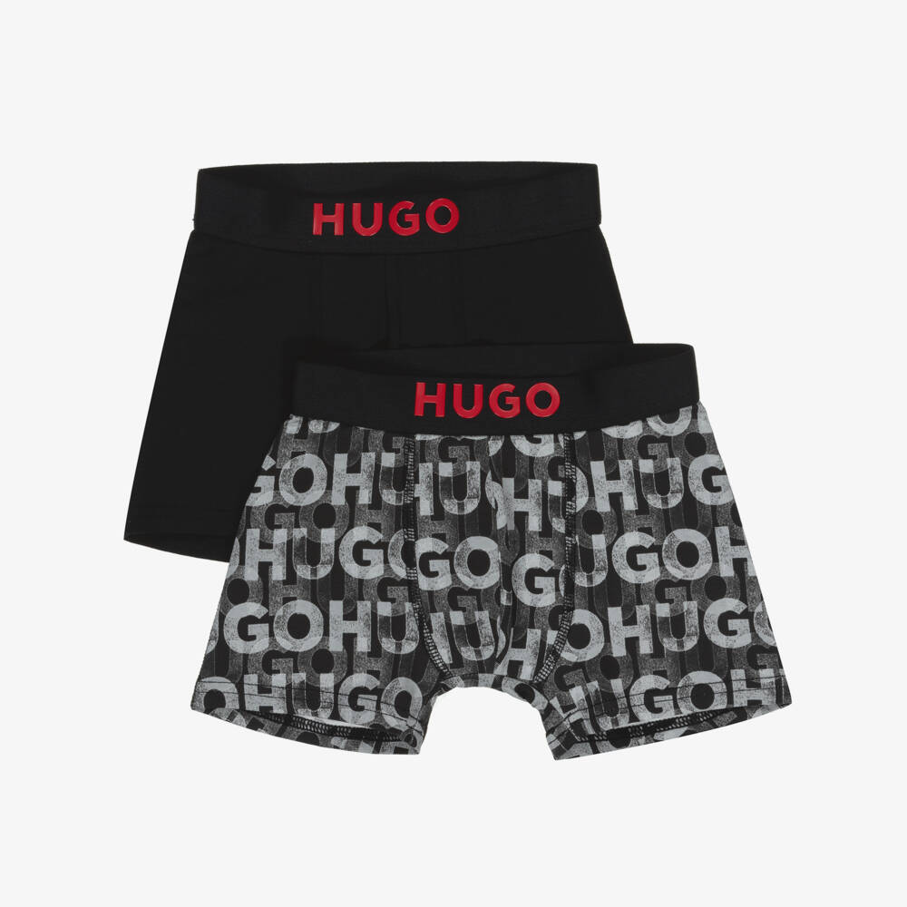 HUGO-Boys Soft Black Jersey Boxers Duo | Childrensalon Outlet
