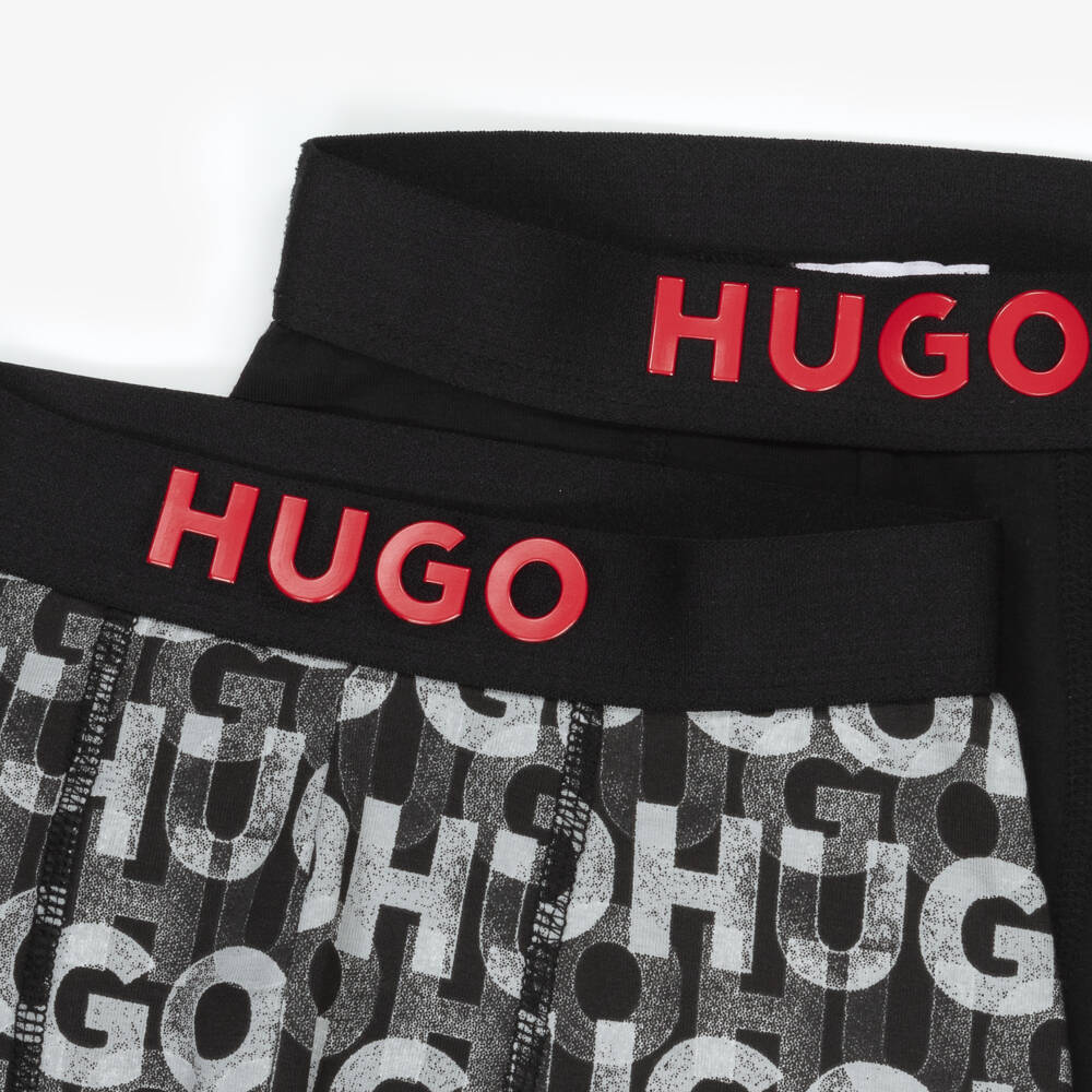 HUGO-Boys Soft Black Jersey Boxers Duo | Childrensalon Outlet