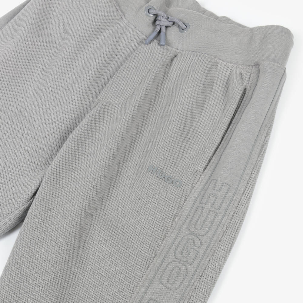 HUGO-Boys Soft Grey Piqué Trousers | Childrensalon Outlet