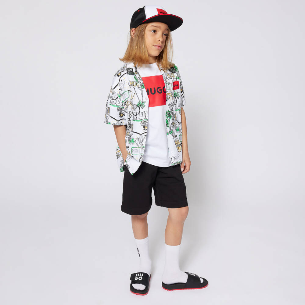 HUGO-Белая рубашка с отложным воротником для мальчиков | Childrensalon Outlet